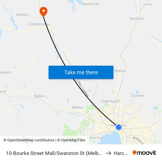 10-Bourke Street Mall/Swanston St (Melbourne City) to Harcourt map