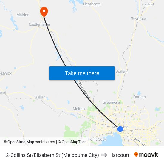 2-Collins St/Elizabeth St (Melbourne City) to Harcourt map