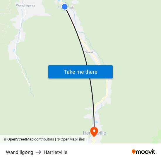 Wandiligong to Harrietville map