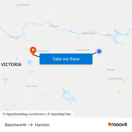 Beechworth to Harston map