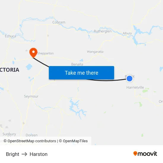 Bright to Harston map