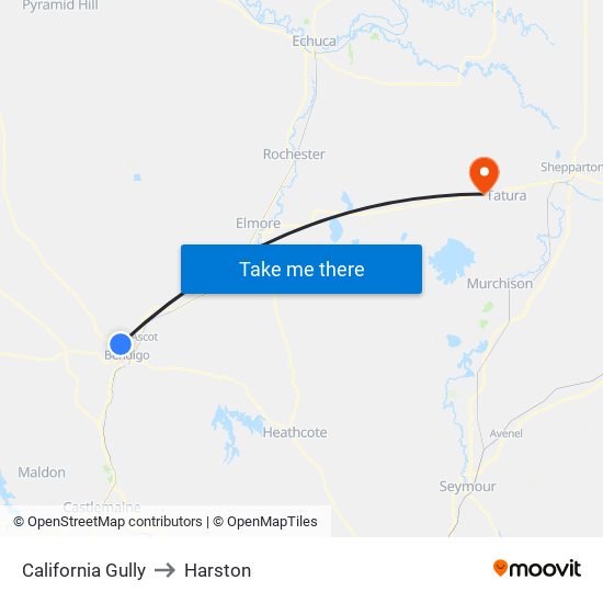 California Gully to Harston map