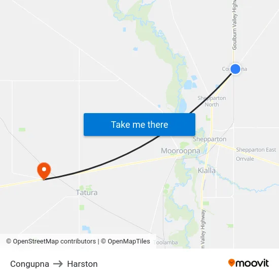 Congupna to Harston map