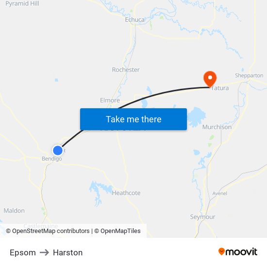 Epsom to Harston map