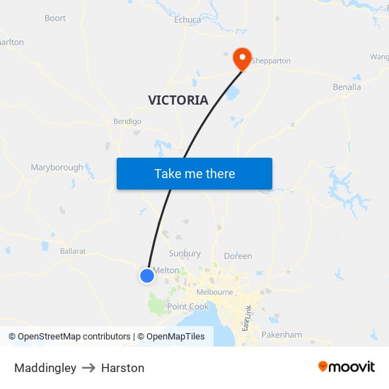 Maddingley to Harston map