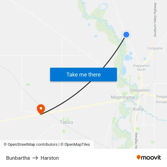Bunbartha to Harston map