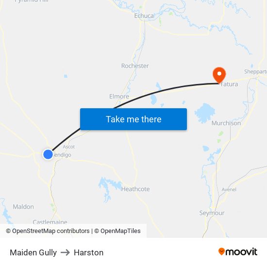 Maiden Gully to Harston map