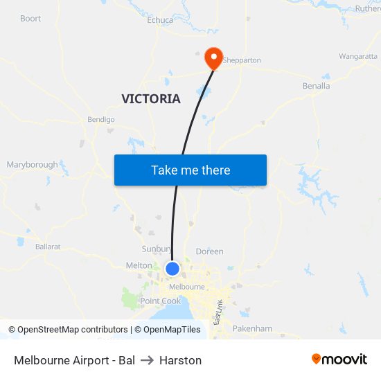 Melbourne Airport - Bal to Harston map