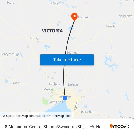 8-Melbourne Central Station/Swanston St (Melbourne City) to Harston map