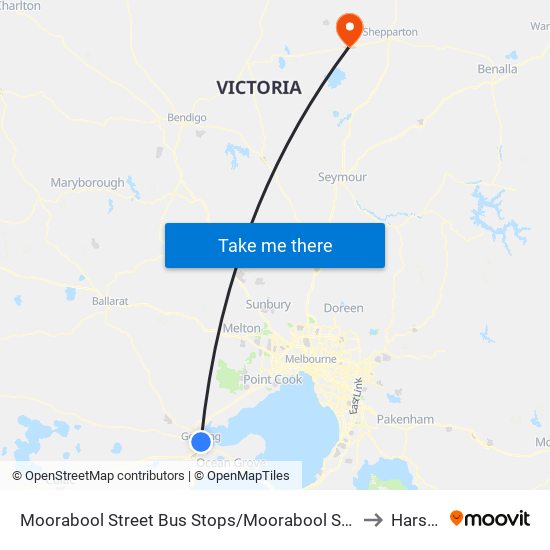 Moorabool Street Bus Stops/Moorabool St (Geelong) to Harston map