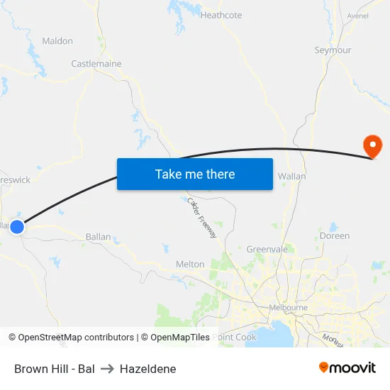 Brown Hill - Bal to Hazeldene map