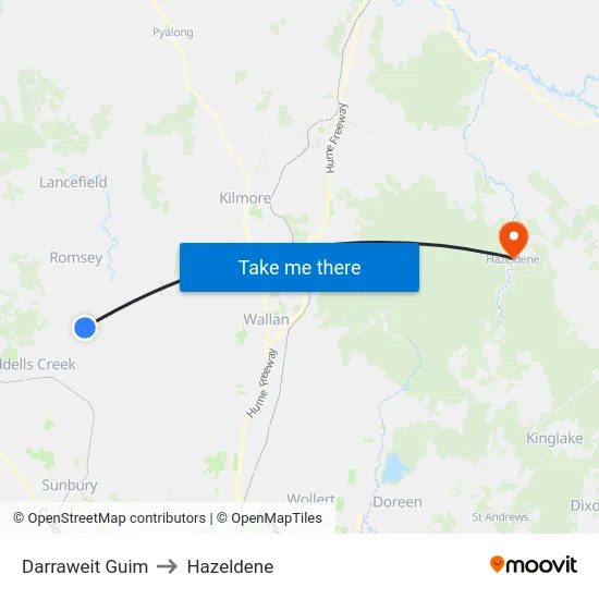 Darraweit Guim to Hazeldene map