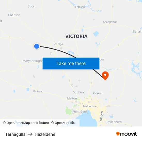 Tarnagulla to Hazeldene map