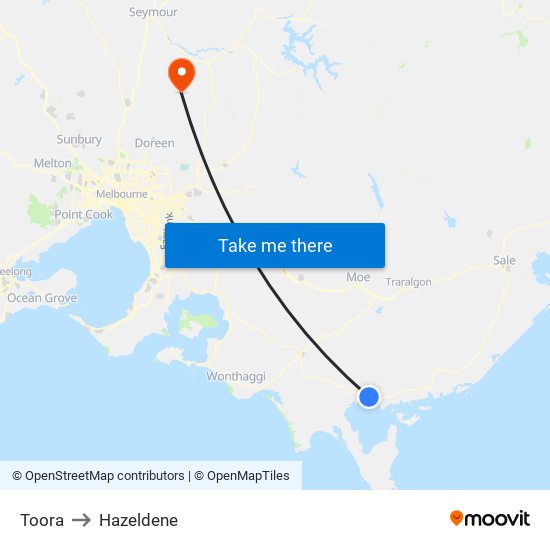 Toora to Hazeldene map