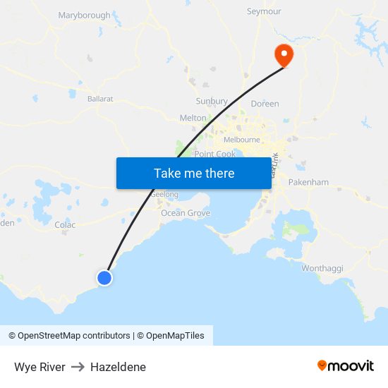 Wye River to Hazeldene map