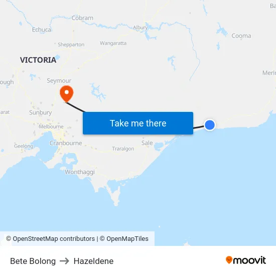 Bete Bolong to Hazeldene map