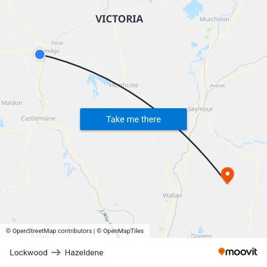 Lockwood to Hazeldene map