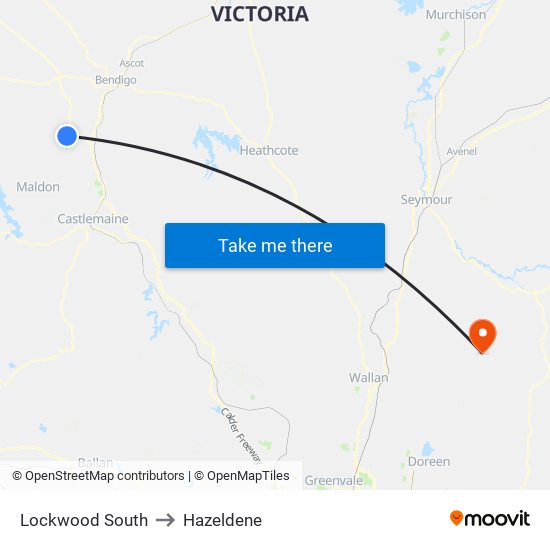 Lockwood South to Hazeldene map