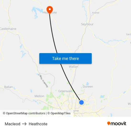 Macleod to Heathcote map