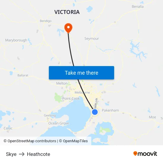 Skye to Heathcote map