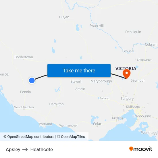 Apsley to Heathcote map