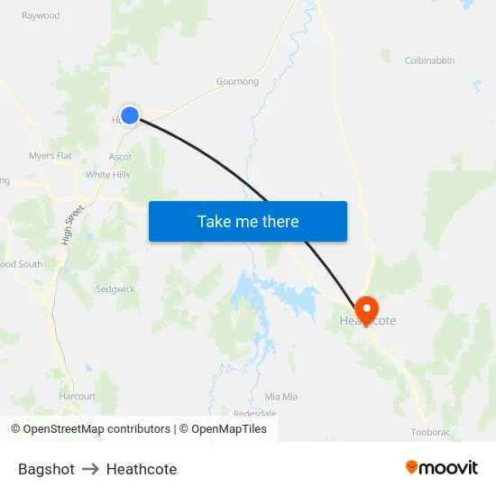 Bagshot to Heathcote map