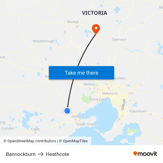 Bannockburn to Heathcote map