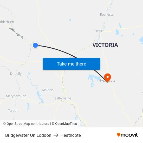 Bridgewater On Loddon to Heathcote map