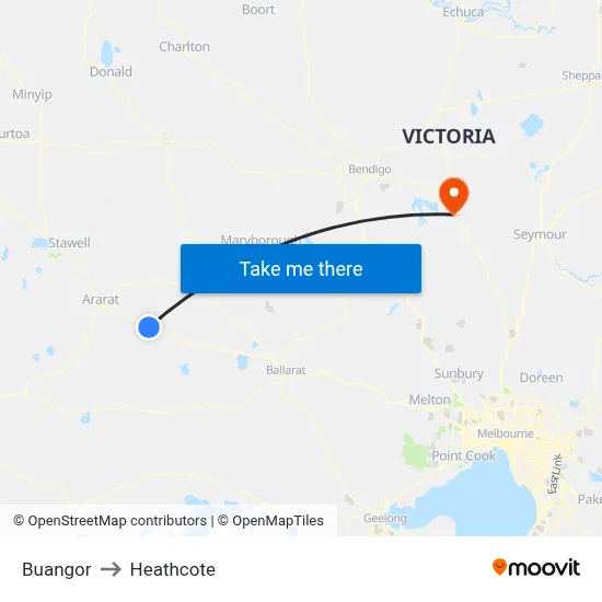 Buangor to Heathcote map