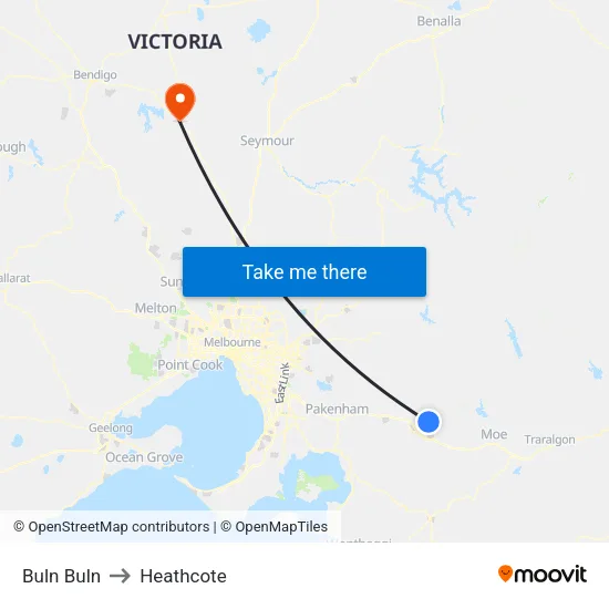 Buln Buln to Heathcote map