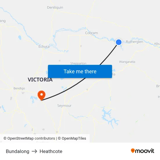 Bundalong to Heathcote map
