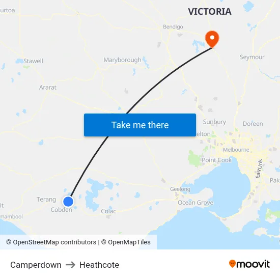 Camperdown to Heathcote map