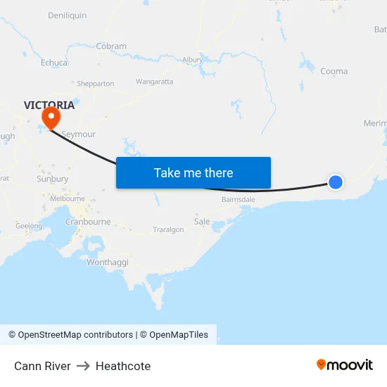 Cann River to Heathcote map