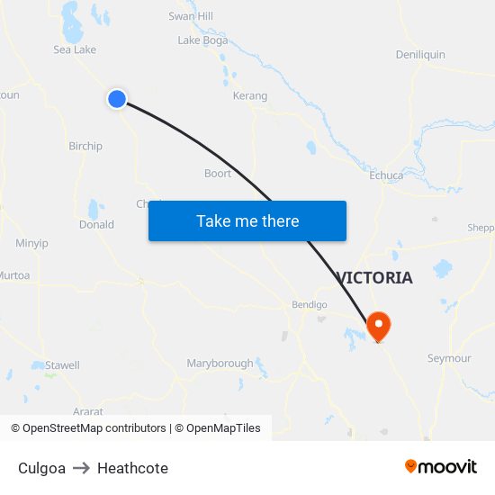 Culgoa to Heathcote map