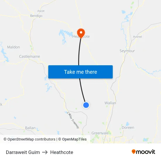 Darraweit Guim to Heathcote map