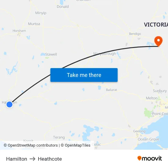 Hamilton to Heathcote map