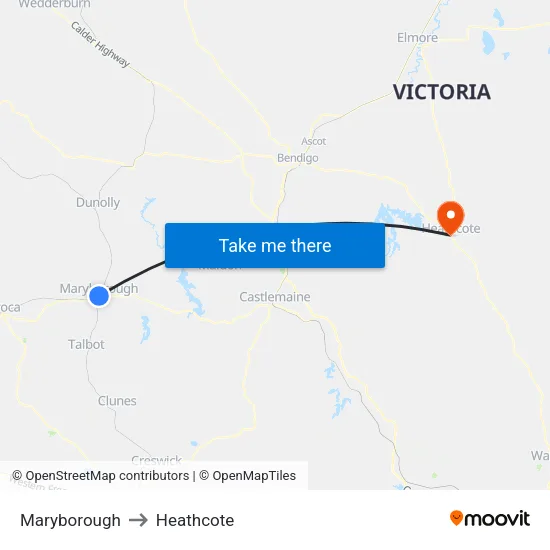 Maryborough to Heathcote map