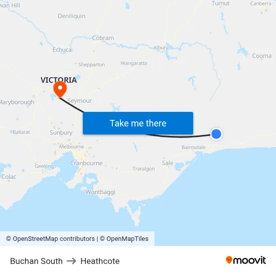 Buchan South to Heathcote map