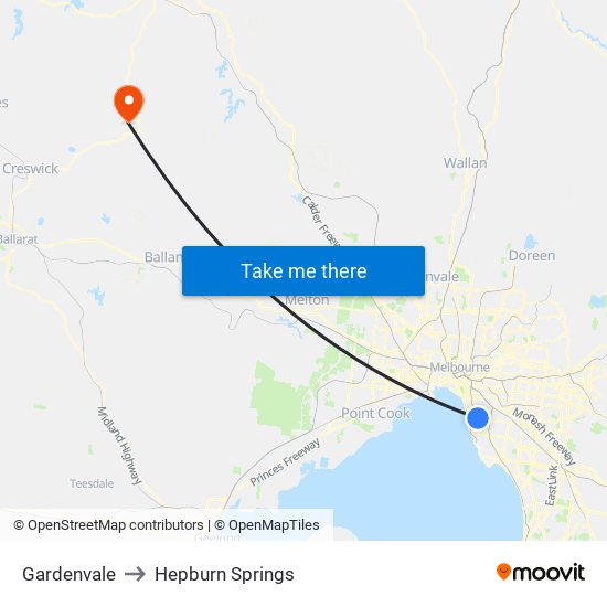 Gardenvale to Hepburn Springs map