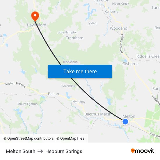 Melton South to Hepburn Springs map