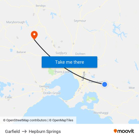 Garfield to Hepburn Springs map