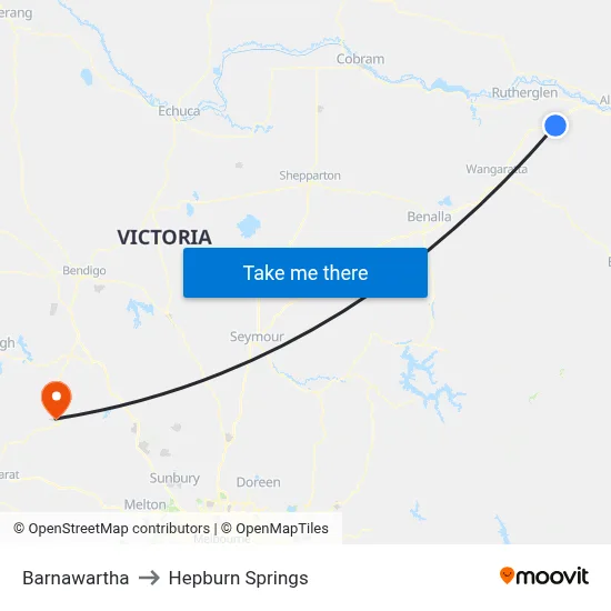 Barnawartha to Hepburn Springs map
