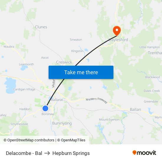 Delacombe - Bal to Hepburn Springs map