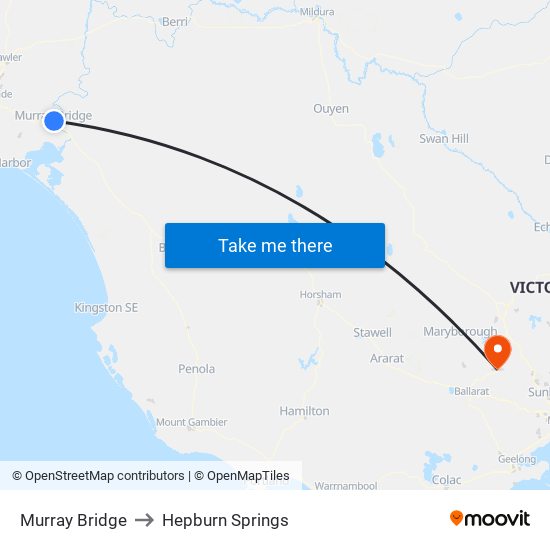 Murray Bridge to Hepburn Springs map