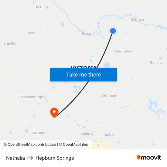 Nathalia to Hepburn Springs map