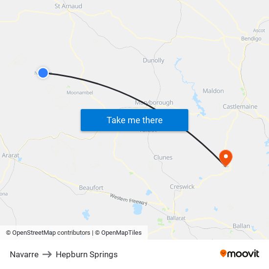 Navarre to Hepburn Springs map