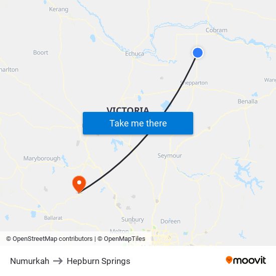 Numurkah to Hepburn Springs map