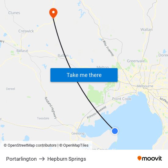 Portarlington to Hepburn Springs map