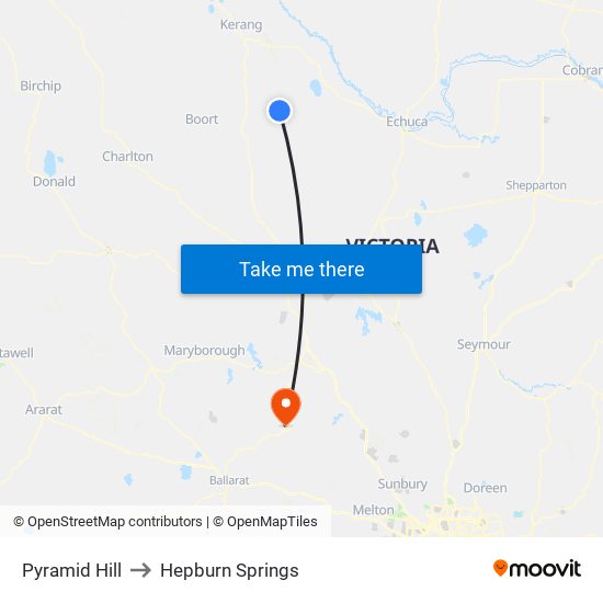 Pyramid Hill to Hepburn Springs map