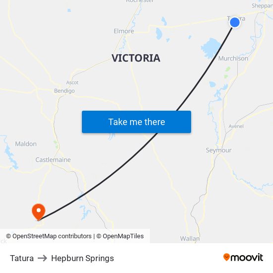 Tatura to Hepburn Springs map